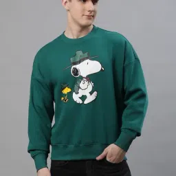 Free Authority Green Loose Fit Peanuts Printed Sweatshirt-image-85