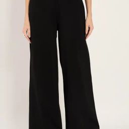 FEMMELLA Black Regular Fit Solid Trousers-image-60