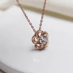 GIVA 92.5 Sterling Silver Rose Gold-Plated Flower Pendant with Link Chain-image-23