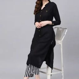 Ishin Black Regular Fit Kurta Pant Set-image-28
