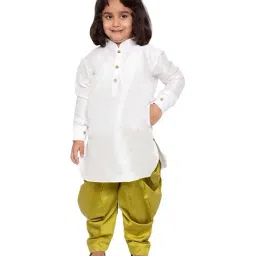 VASTRAMAY Kids White & Chutney Green Kurta Set-image-56