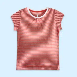Pantaloons Junior Red Cotton Striped T-Shirt-image-55