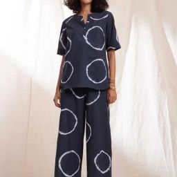 Pink Fort Black Cotton Tie-Dye Top With Pants-image-27