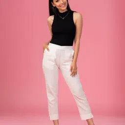 Elleven Beige Flat Front Trousers-image-34
