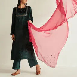 ANCESTRY Pink Embellished Dupatta-picture-41