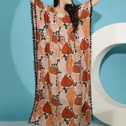 Boston Club Light Brown Printed Kaftan Night Dress-picture-15