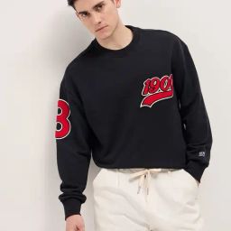 The Bear House Black Relaxed Fit Solid Sweatshirt-image-94
