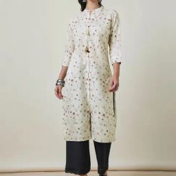 Soch Cream Floral Print Straight Kurta-picture-7