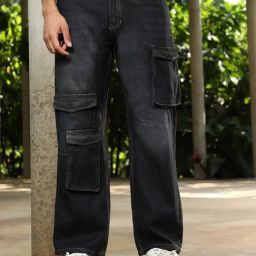 Campus Sutra Charcoal Black Washed Straight-Leg Denim Jeans-image-78
