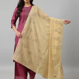W Beige Sequins Pattern Dupatta image 1