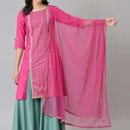W Pink Sequins Pattern Dupatta image 1