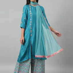 W Light Sky Blue Plain Dupatta image 2