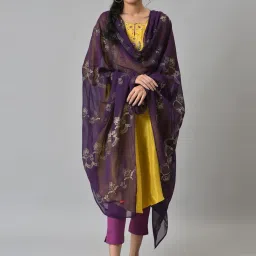 W Deep Purple Sequins Pattern Dupatta image 2