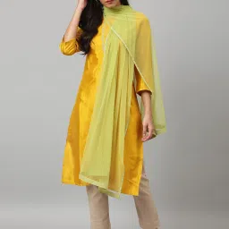 W Lime Green Sequins Pattern Dupatta image 3