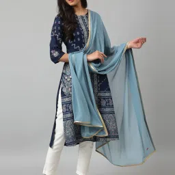 W Stone Blue Sequins Pattern Dupatta image 3
