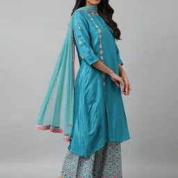 W Light Sky Blue Plain Dupatta image 3
