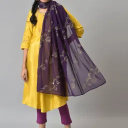 W Deep Purple Sequins Pattern Dupatta image 3