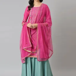 W Pink Sequins Pattern Dupatta image 3