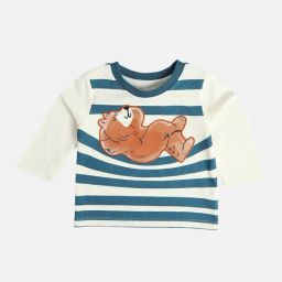 MINIKLUB Boys Cream & Blue Striped Full Sleeves T-Shirt-picture-22