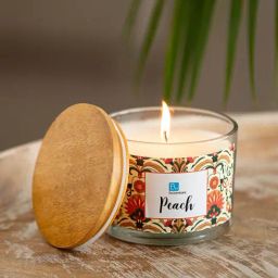 ExclusiveLane Peach Clear Wax Jar Scented Candles-image-1