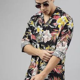 Hancock Black Relaxed Fit Print Shirts-image-40
