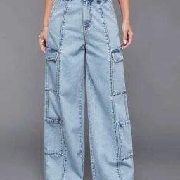Miss Chase Light Blue Wide Leg High Rise Regular Denim Pant-image-25