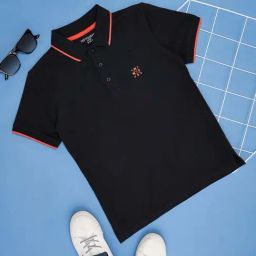 Pantaloons Junior Jet Black Cotton Printed Polo T-Shirt-picture-28