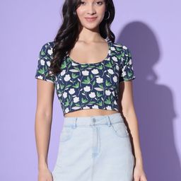 CORSICA Floral Print Cotton Blouson Crop Top-picture-56