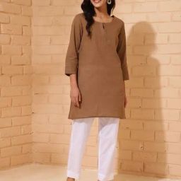 Fabindia Beige Cotton Straight Kurti-46