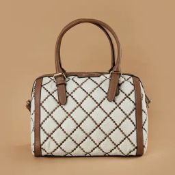 Code by Lifestyle Tan & White Embroidered Handbag-picture-26