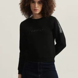Iconic Black Cotton Regular Fit Printed Sweatshirt-picture-47