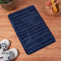 Living scapes by Pantaloons Navy-Blue Rectangular Bath Rugs-image-3