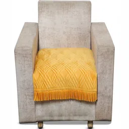 Fashion Throw Yellow Self Design Velvet Sofa Cover-image-78
