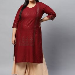 Rangriti Women Maroon Printed Kurta-image-11