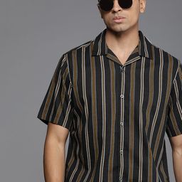 NEXT Opaque Striped Cuban Collar Casual Shirt-image-56