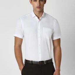 Peter England White Skinny Fit Texture Shirts-image-14