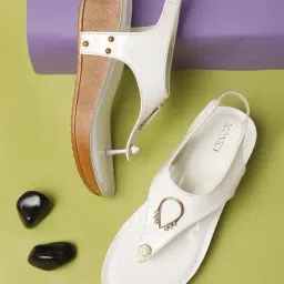 Iconics Women's White Back Strap Wedges-image-37