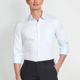 Arrow Light Blue Cotton Slim Fit Self Pattern Shirt-picture-2
