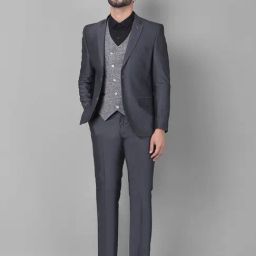 Crimsoune Club Grey Slim Fit Two Piece Suits-image-40