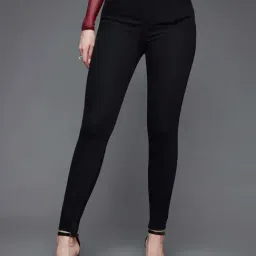 Miss Chase Black Skinny Fit High Rise Clean Look Regular Length Clean Look Stretchable Denim Jeans-image-88
