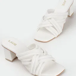 Lavie Kitten Pumps White Open Back Women Heels-13