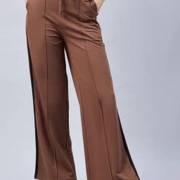 FEMEA Brown Cotton Blend Solid Trackpants-picture-30