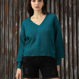 High Star Teal Self Design Sweater-picture-33