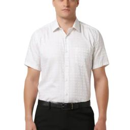 Van Heusen White Cotton Regular fit Checks Shirt-image-112