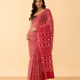 Taneira Red Cotton Printed Saree-picture-2