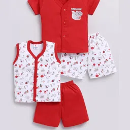 TODOS Boys Red Pure Cotton Clothing Set-image-7