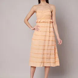 Amagyaa Women Self Design Ruffled Fit & Flare Midi Dress-picture-33