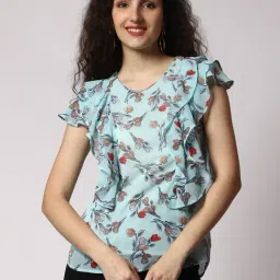 Prettify Light Blue Printed Top-image-78