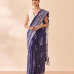 Taneira Dark Violet Printed Saree-picture-1