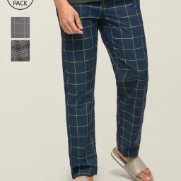 XYXX Grey, Navy & White Checks Pyjamas (Pack Of 3)-image-70